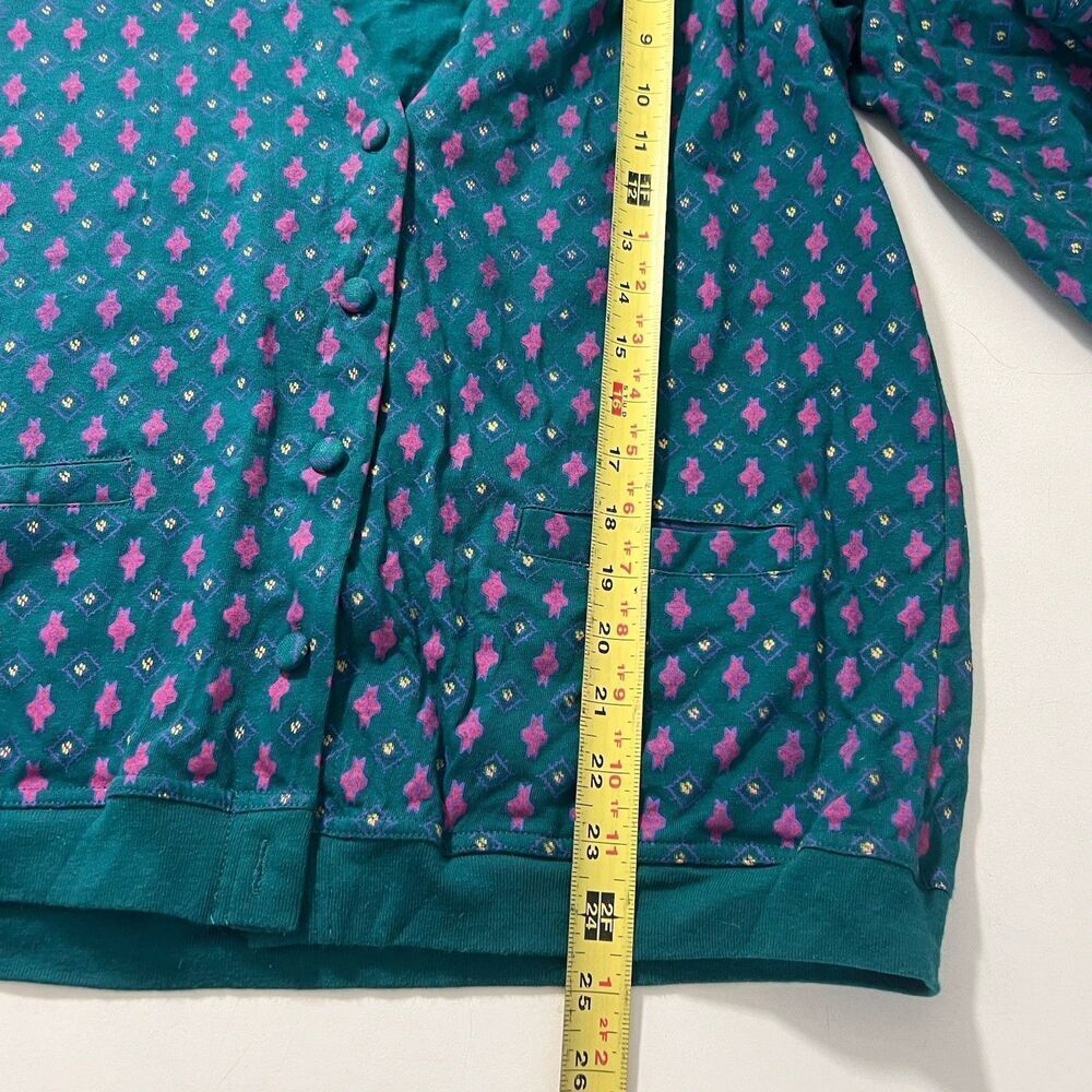 Vintage Izod Cardigan Midi Skirt 2 Piece Set Size S micro floral Cottagecore Pra - Picture 9 of 12